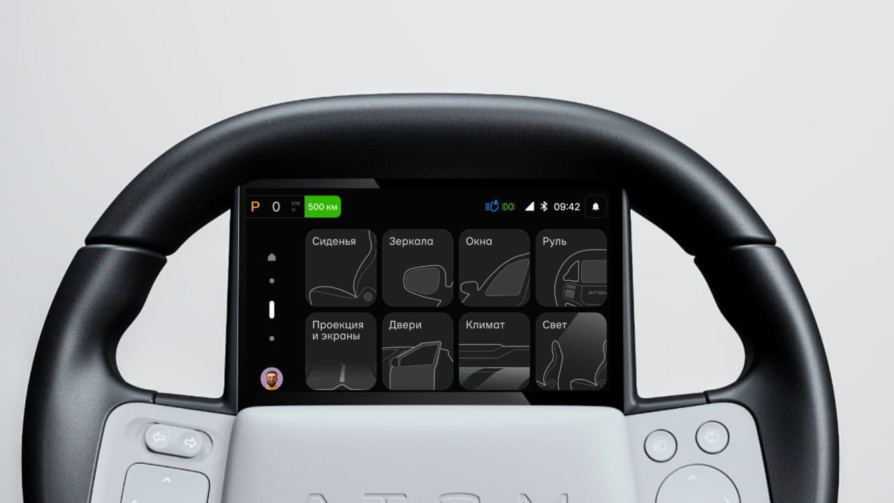 Прототип руля и интерфейса электромобиля «Атом»