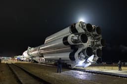 Proton-M rocket with Elektro-L No. 5 satellite installed at Baikonur launch complex