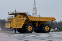 Instead of a New Year's tree, a BelAZ mining dump truck was decorated in Minsk