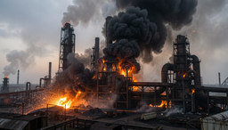 Incendio en el gigante industrial "Severstal" - CherMK en llamas