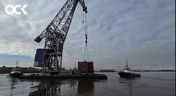 200-ton section block loaded onto the newest nuclear-powered icebreaker "Chukotka"
