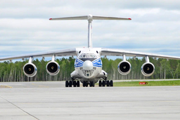 Il-76 aircraft with spacecraft landed at the Vostochny Cosmodrome airport for the first time
