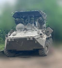 Soviet BTR-80 Became a Missile Launcher with Aircraft NAR Blocks