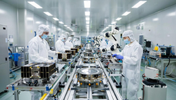  Конвейерную линию сборки спутников массой до 300 кг запустили в России