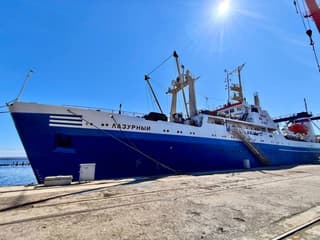 The trawler "Lazurny", built at the Black Sea Shipyard in Nikolaev, has been prepared for fishing in the North Atlantic