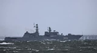 Frigate "Neustrashimy" armed with "Peroed-M" complex, disabling FPV drones
