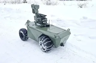 Two military robots tested at training ground near Moscow