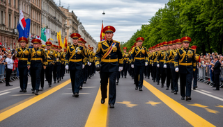Moscow in Yellow Lines: Capital Begins Applying Markings for Victory Parade