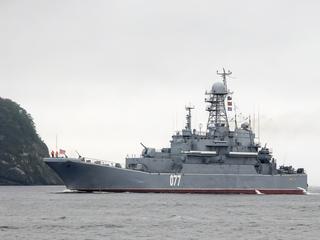 Crew Protected LST "Peresvet" from UAVs While Anchored in One of the Bays of the Kuril Islands