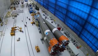 Soyuz rocket assembled at Vostochny in preparation for the launch of new Ionosfera-M satellites