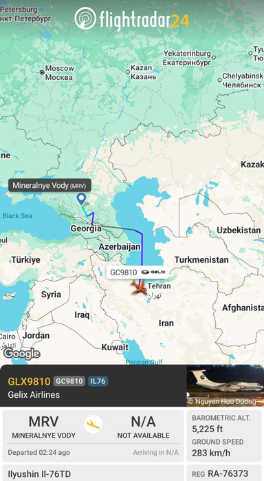 Route of the Il-76TD aircraft