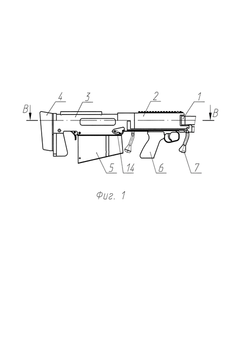 Firearm with a "bullpup" layout and a hammer-fired trigger mechanism
