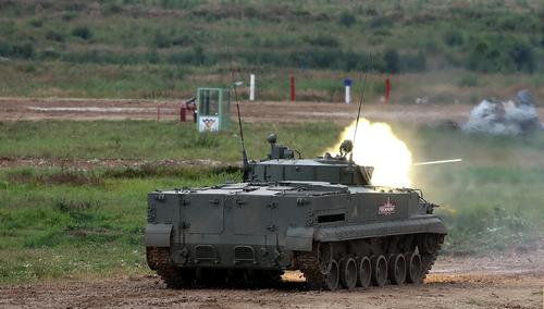  BMP-3 fires from a 2A72 cannon 