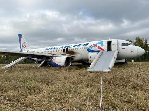 Airbus A320, que aterrizó en un campo cerca de Novosibirsk<br>