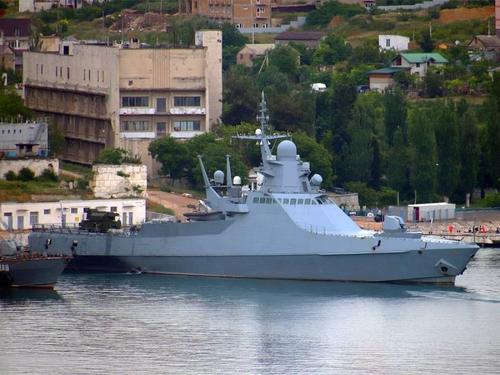 corvette of the Pavel Derzhavin series with the Tor-M2KM SAM system installed on the stern