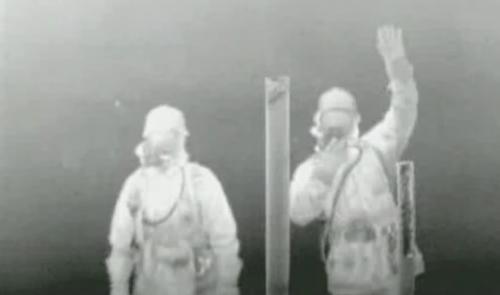 Human silhouette on a thermal imager