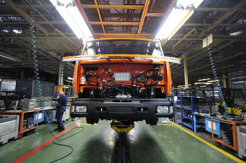 Producción de automóviles "KAMAZ", foto de archivo