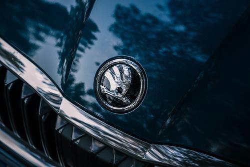 Car with the Skoda emblem<br>