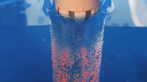 Glass heating element in action<br>