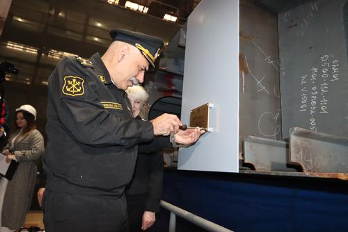 Keel laying of a small sea tanker of project 23630