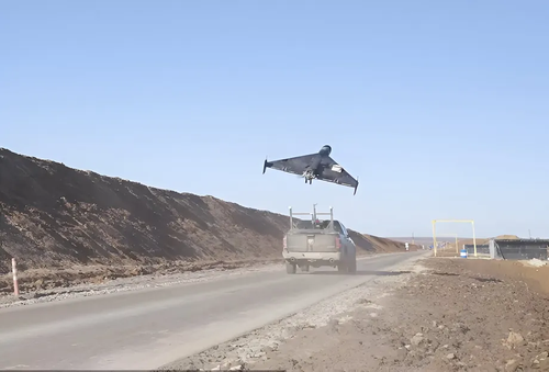 Launching a Geran kamikaze drone from the back of a pickup truck