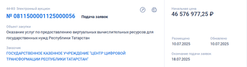 Информация по тендеру
