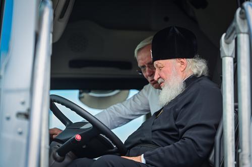 Patriarch Kirill behind the wheel of a KAMAZ-54901