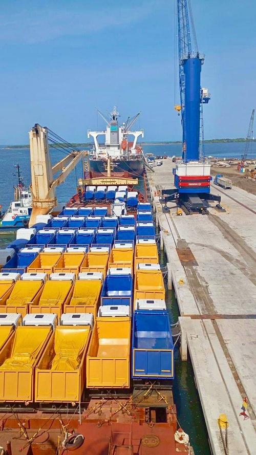 A ship with vehicles on the MAZ chassis docked in the port of Nicaragua