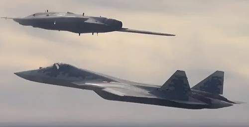 Su-57 and S-70 "Okhotnik" UAV