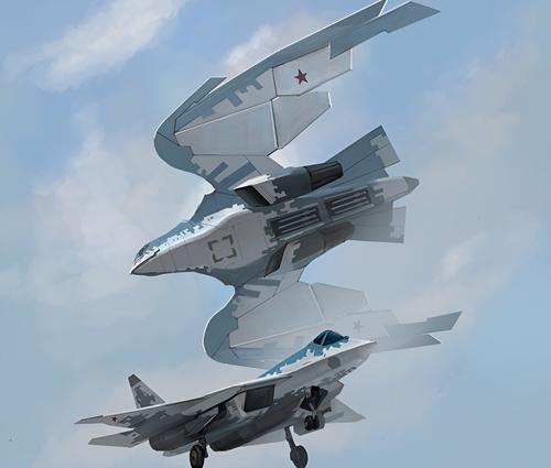 Су-57 в связке с БПЛА С-70 «Охотник»
