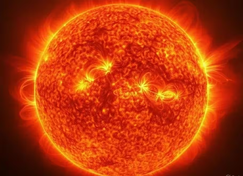 Ilustración de emisiones de plasma en el Sol