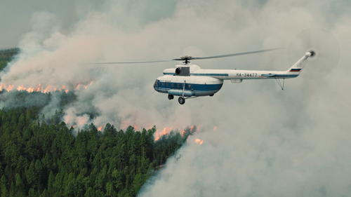 fragment of the film with a Mi-8 helicopter