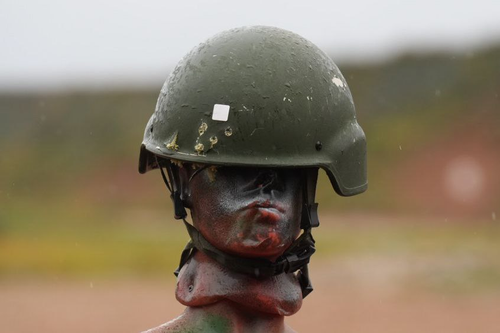 pierced bulletproof helmet