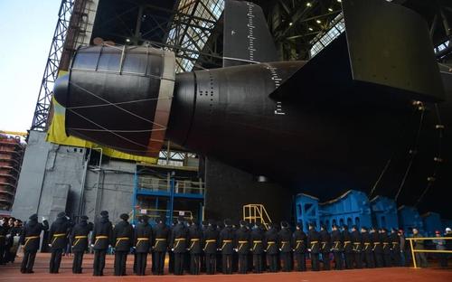 Спуск на воду атомной подводной лодки&nbsp;«Хабаровск» (проект 09851)