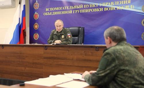 Putin during a visit to the command post of the Joint Group of Forces, where he was informed about the tests of "Burevestnik", October 2025