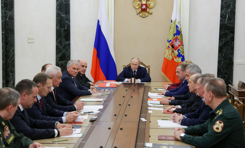 Putin at a meeting with permanent members of the Security Council