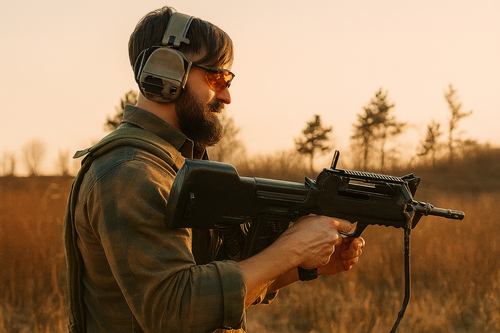 в руках у эксперта французская винтовка FAMAS
