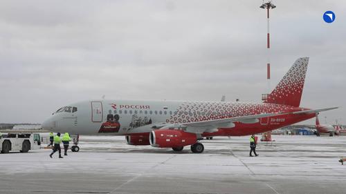 SSJ-100 in livery in honor of the LizaAlert search and rescue team