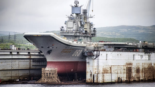 Cruiser&nbsp;"Admiral Kuznetsov" in the PD-50 floating dock