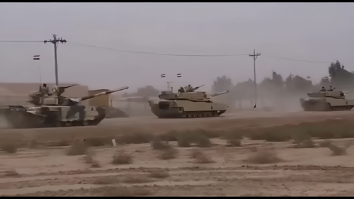 T-90S y Abrams en una misma columna