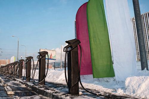Charging complex for electric vehicles in Moscow, without logos