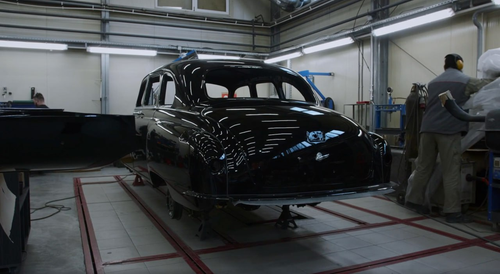 GAZ-12 ZIM car in the painting booth