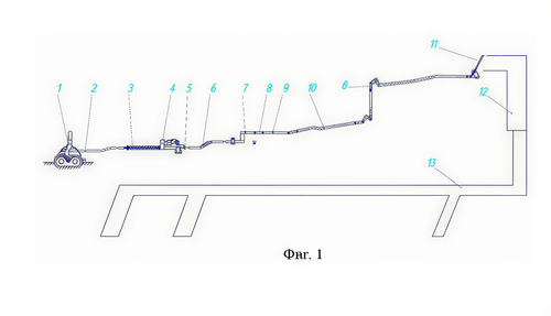 View of the tank suspension system device in low-temperature conditions