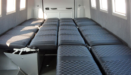 Seats convert into sleeping berths