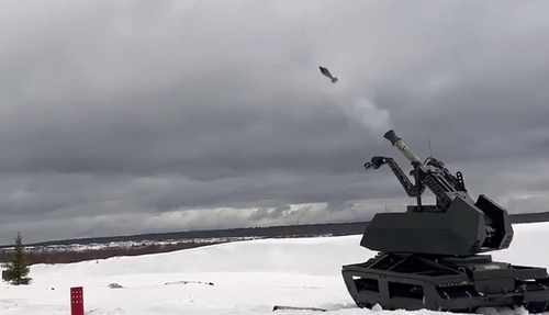 The Courier robotic complex fires mortars