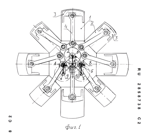 Esquema del motor de combustión interna de pistón con ciclo separado del ingeniero Aleksandr Gorshkov