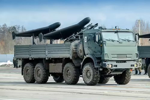 Drones "Geran" a bordo de un KamAZ