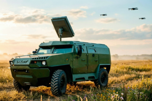 Radar "Kalina" en el chasis del vehículo blindado MZKT-490100