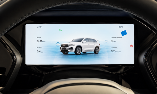 El panel digital del nuevo Volga muestra los datos del viaje