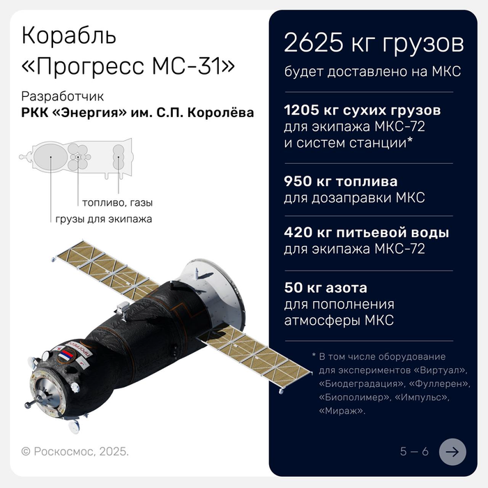 Полезная нагрузка корабля «Прогресс МС-31»